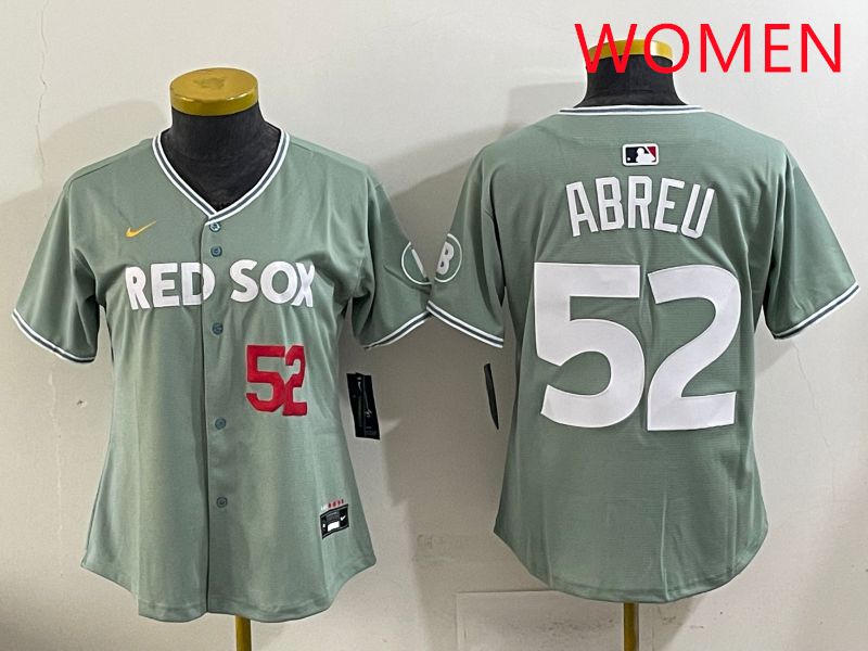 Women 2025 Boston Red Sox #52 Abreu Green Joint Name Nike MLB Jersey style 2->women mlb jersey->Women Jersey